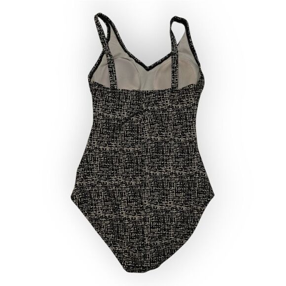 Speedo Black White print One Piece Swimsuit SZ 6 - Picture 3 of 5